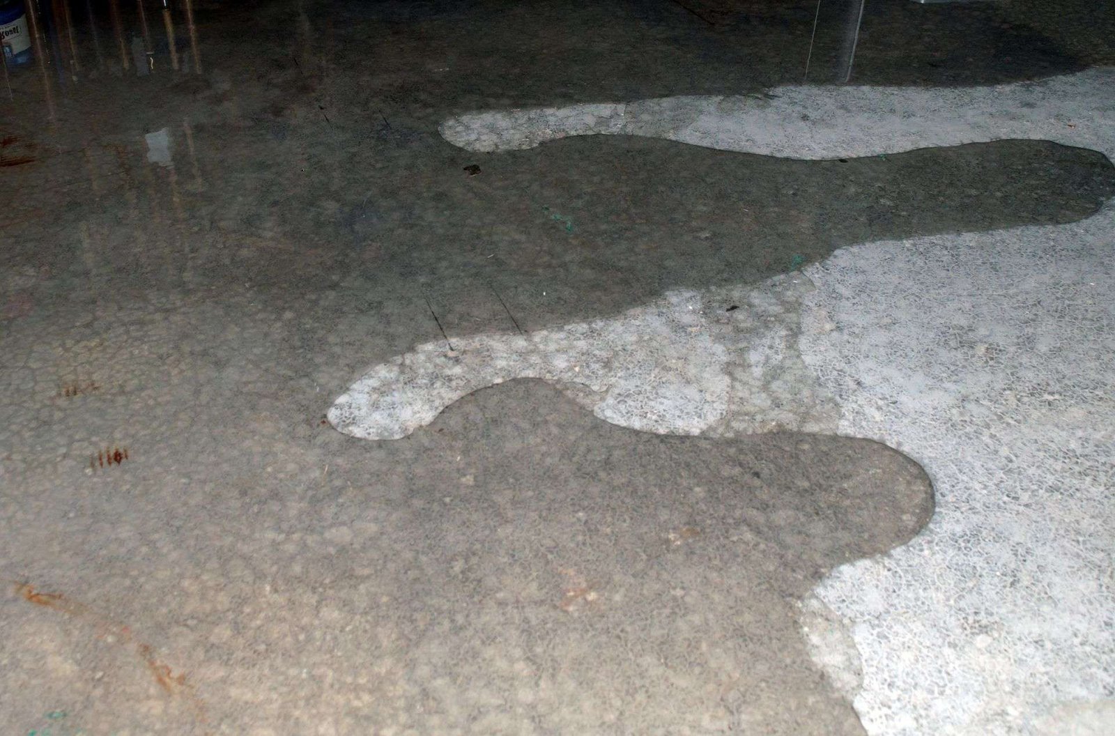Water standing on a basement floor after heavy rain