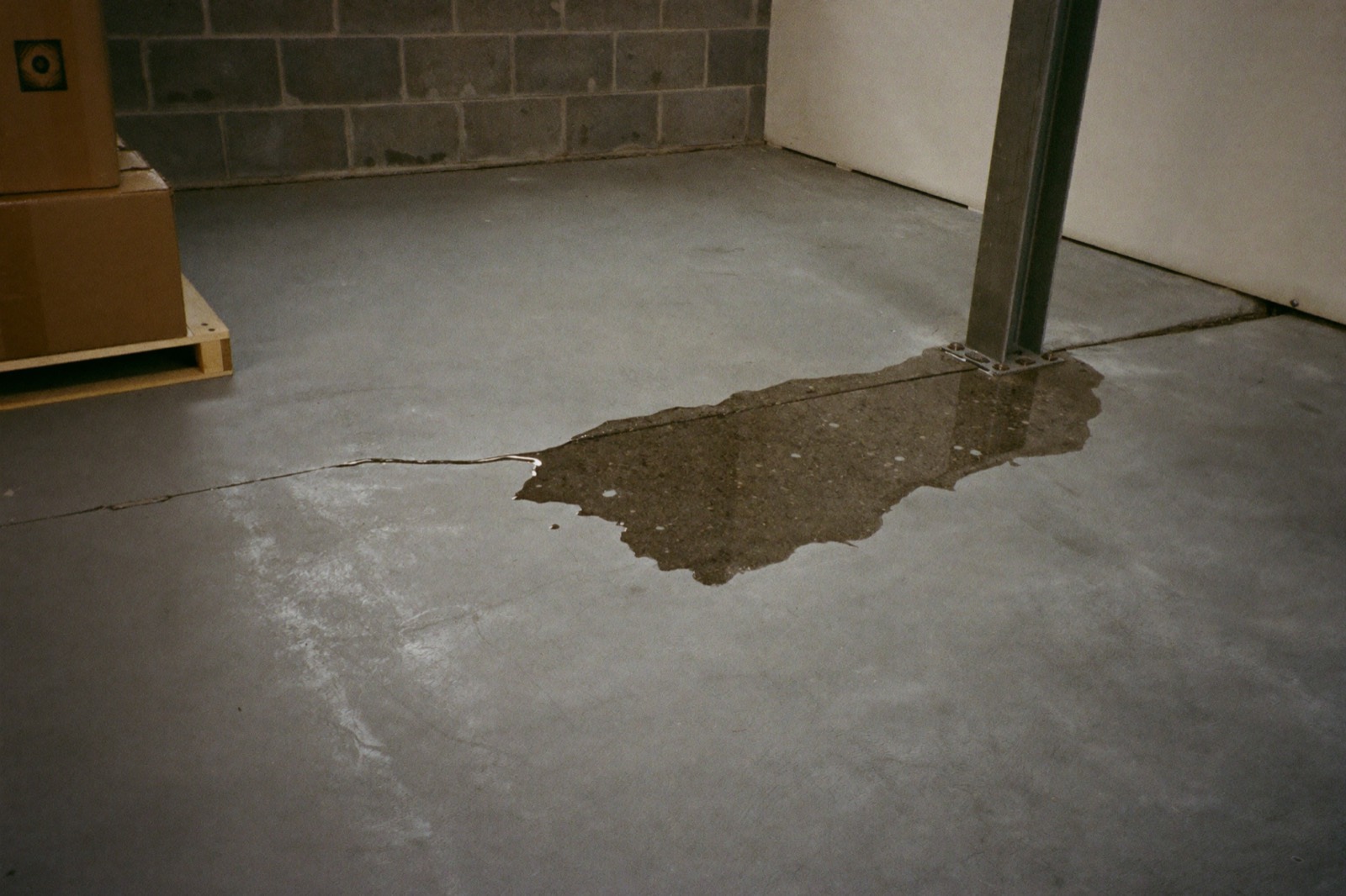 Carbon fiber strips reinforcing a bowed basement wall
