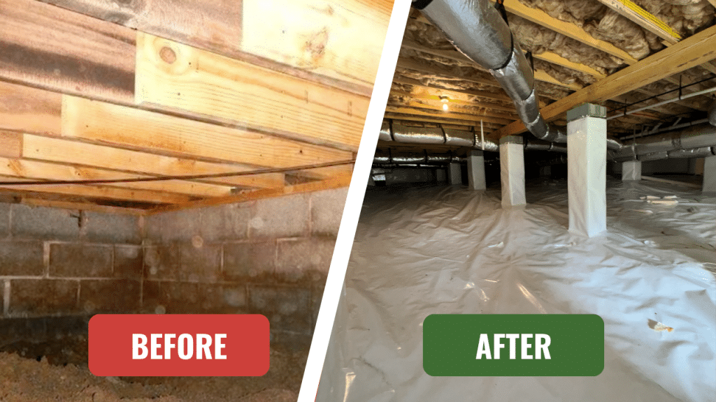 Crawl space encapsulation showing major transformation